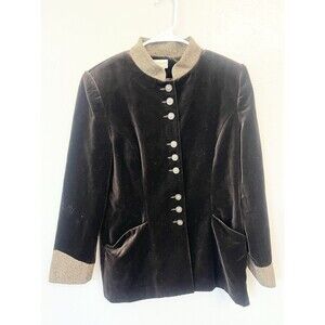 Coldwater Creek Military Velvet Coat Size 10 Brown Whimsigoth Equestrian Vintage